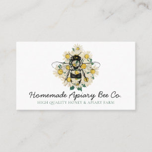 Carte De Visite Couronne de marguerite blanche aquarelle insecte c