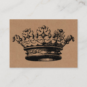 Carte De Visite Couronne vintage - Tex noir sur carton