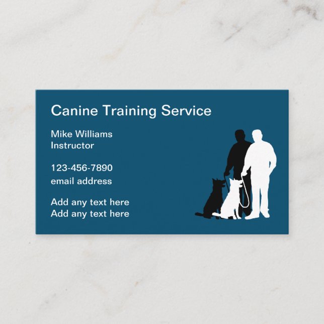 Carte De Visite Cours de canine d'entraînement de chien (Devant)