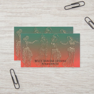 Carte De Visite Cours de danse du ventre Coral Teal Belly Dancing 