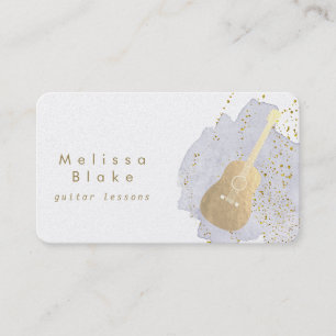 Carte De Visite cours de guitare bleu aquarelle