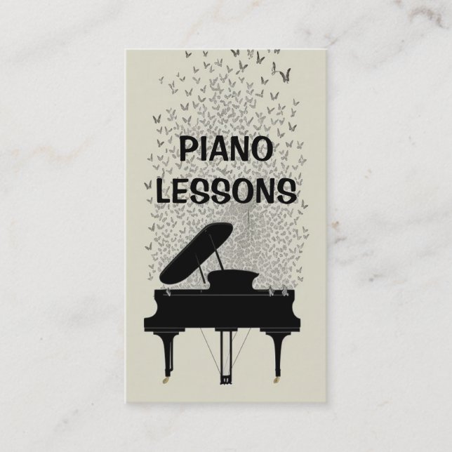 Carte De Visite Cours de piano moderne Papillons volant au-dessus (Devant)
