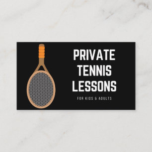 Carte De Visite Cours de tennis privé Stylish Black Sport Entraîne