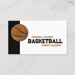 Carte De Visite Cours d'entraîneur de basket-ball noir et blanc