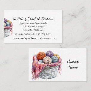 Carte De Visite Cours tricot et Crochet instructeur ou affaires