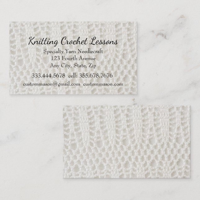Carte De Visite Cours tricot et Crochet Instructor Voiture d'affai (Devant / Derrière)