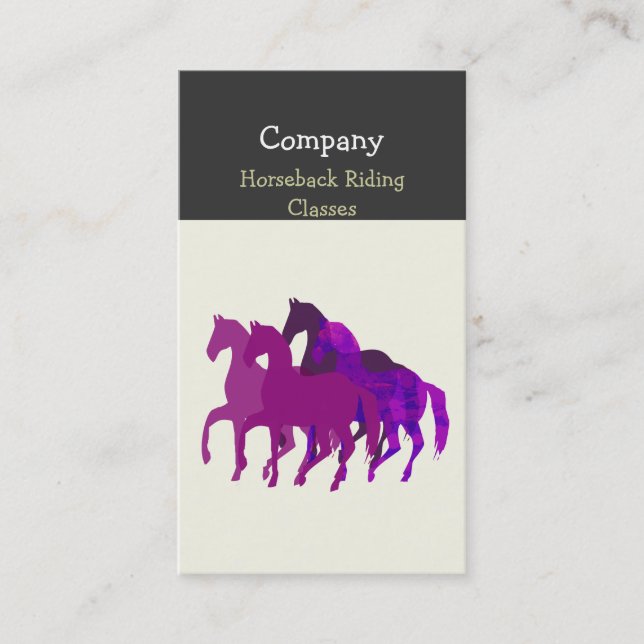 Carte De Visite Course de chevaux artistique d'aquarelle pourpre (Devant)