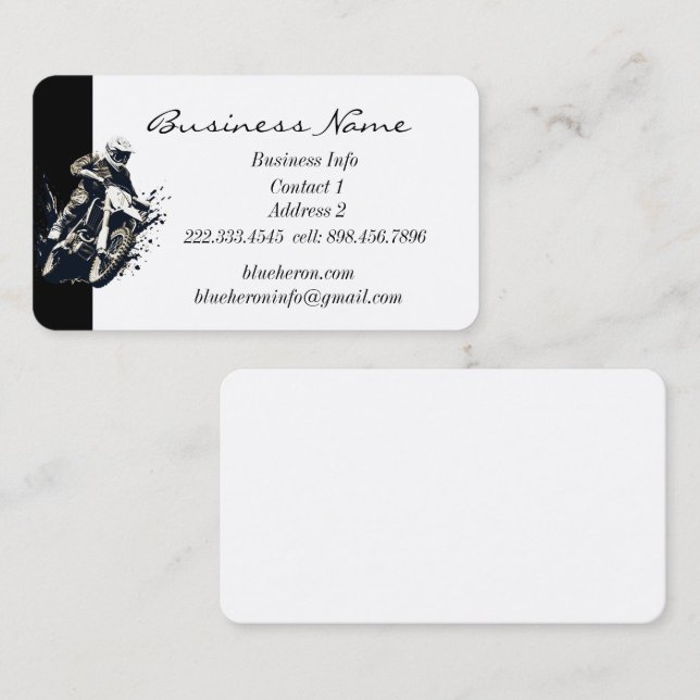 Carte De Visite Course de motocross sportive sur mesure (Devant / Derrière)