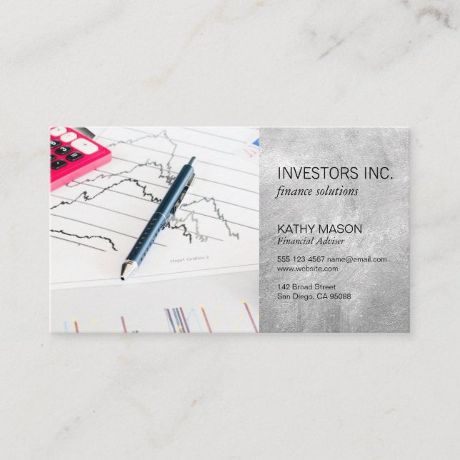Carte De Visite Courtier en actions | Investissements | Financier (Devant)