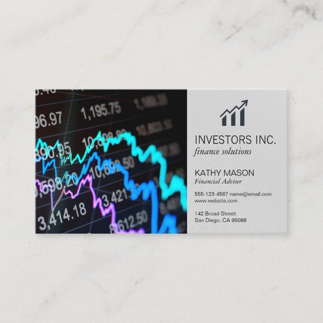 Carte De Visite Courtier en actions | Investissements | Gestionnai (Devant)