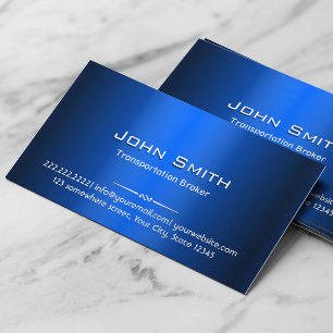 Carte De Visite Courtier en transport Moderne Blue Metal