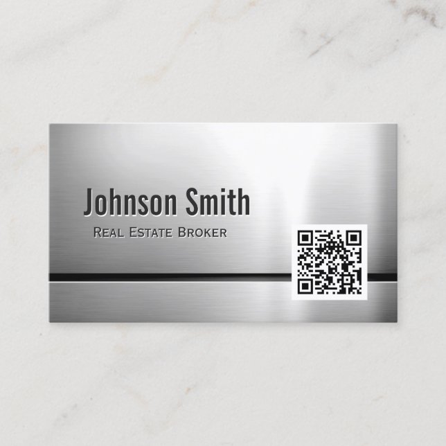 Carte De Visite Courtier immobilier - Code QR en acier inoxydable (Devant)