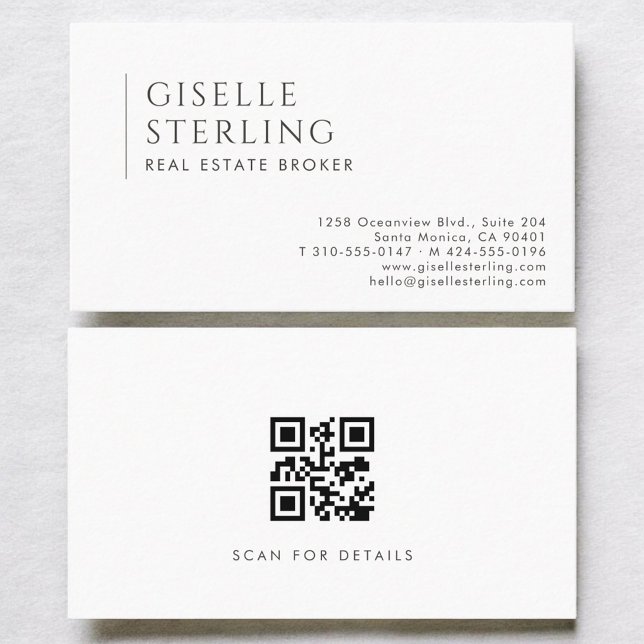 Carte De Visite Courtier immobilier Code QR professionnel moderne (Créateur téléchargé)