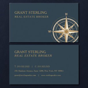 Carte De Visite Courtier immobilier compas nautique professionnel
