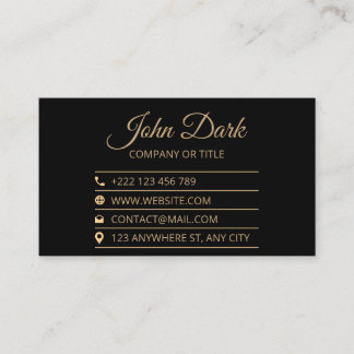 Carte De Visite Courtier immobilier de luxe Black & Gold