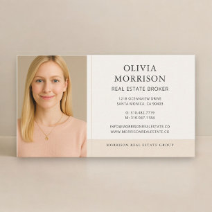 Carte De Visite Courtier immobilier neutre beige photo