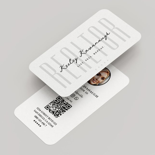 Carte De Visite Courtier immobilier Realtor Photo moderne Blanc (Real Estate Broker Realtor Photo Modern White Business Card
)