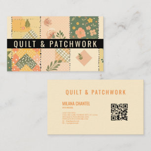 Carte De Visite Coussin de couture de patchwork de pêche jaune 