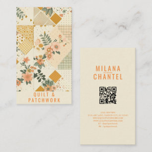 Carte De Visite Coussin de couture de patchwork de pêche jaune 
