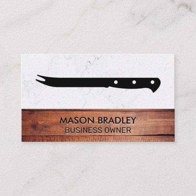 Carte De Visite Couteau barbecue | Bois en marbre (Devant)