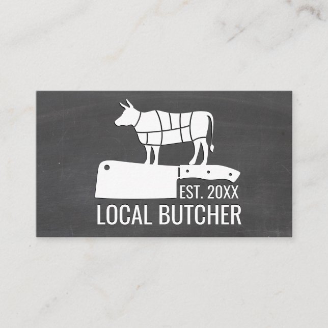 Carte De Visite Couteau boucher | Tableau des coupes de viande | T (Devant)
