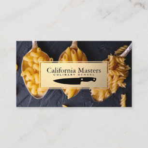 Carte De Visite Couteau culinaire   Métallique d'or   Pastas sur c