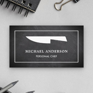 Carte De Visite Couteau de cuisine blanc tableau noir personnel Ch