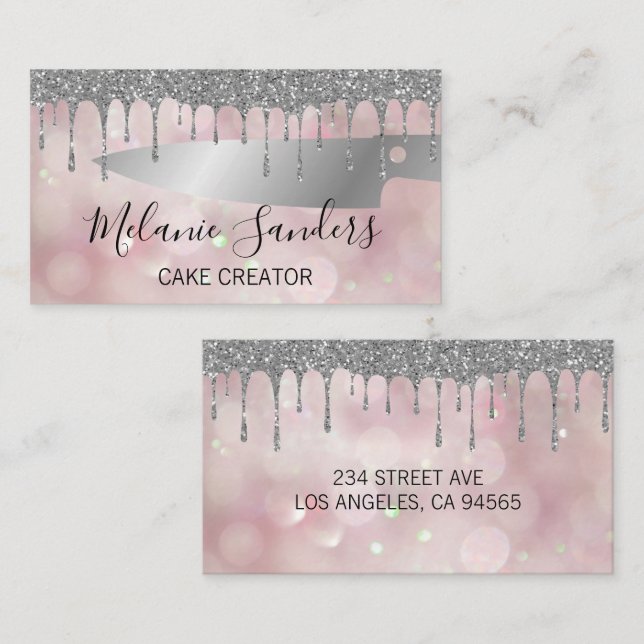 Carte De Visite Couteau de pâtisserie | Arrière - plan Parties sci (Devant / Derrière)