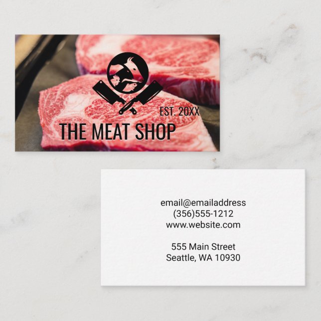 Carte De Visite Couteaux boucher | Logo Animaux | Découpe à vapeur (Devant / Derrière)