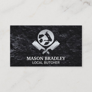 Carte De Visite Couteaux bouchers   Logo Animaux Métal
