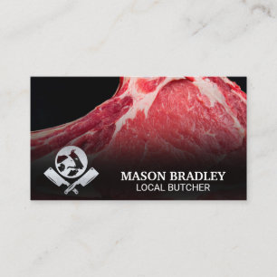 Carte De Visite Couteaux bouchers Logo Animaux Viande brute