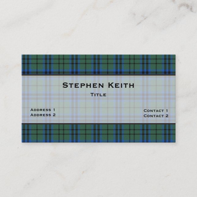 Carte De Visite Coutume de plaid de tartan de Keith (Devant)