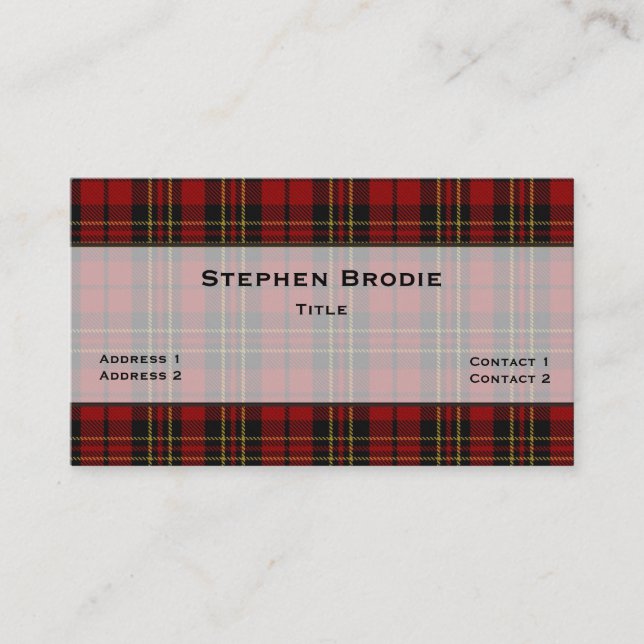 Carte De Visite Coutume élégante de plaid de tartan de Brodie (Devant)