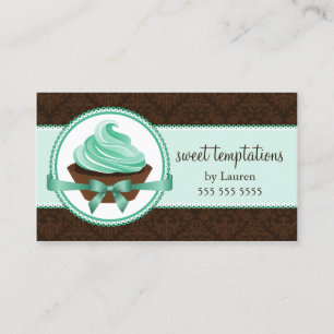Carte De Visite Couture Cupcake et Damask Bakery