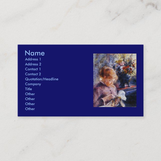 Carte De Visite Couture de la jeune femme de Renoir (Devant)