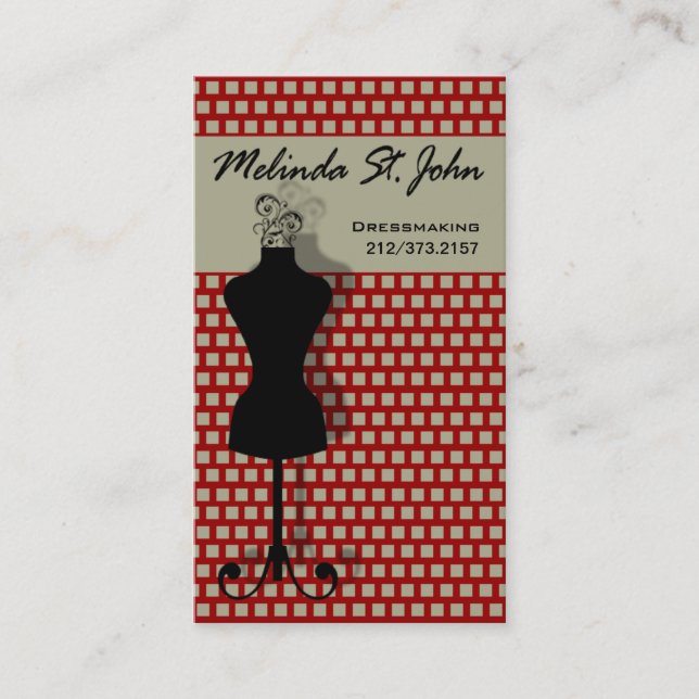 Carte De Visite Couturier de couture de mannequin de couturière (Devant)