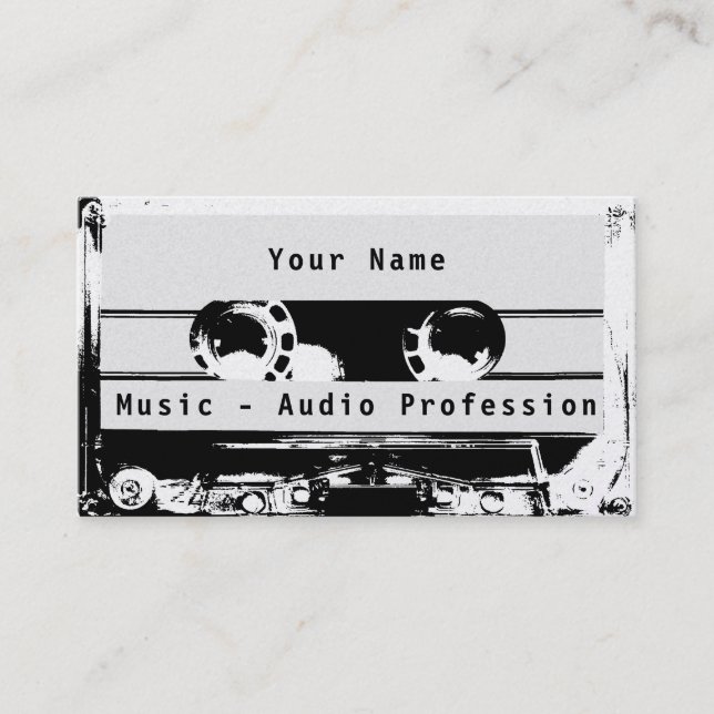 Carte De Visite Couvercle noir et blanc rétro de la cassette audio (Devant)