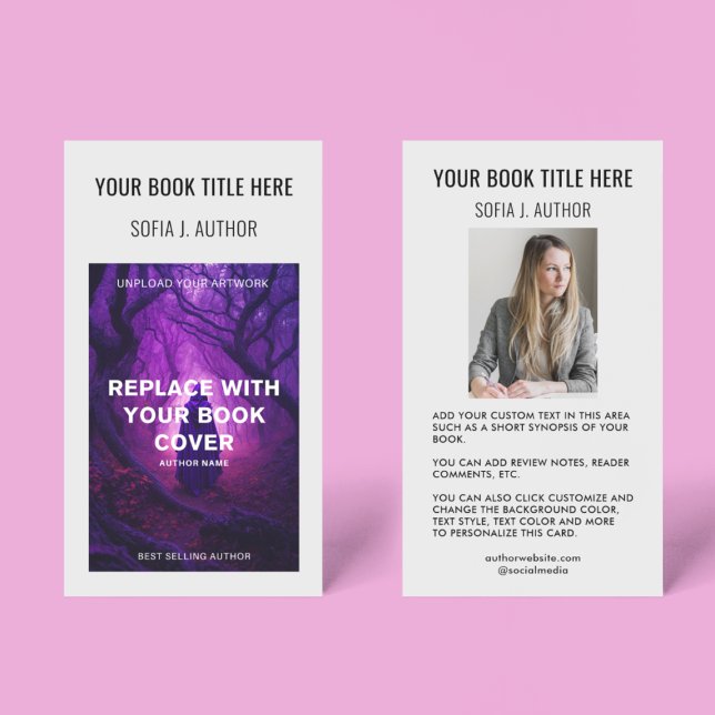 Carte De Visite Couverture du livre et auteur auteur photo promoti (Créateur téléchargé)