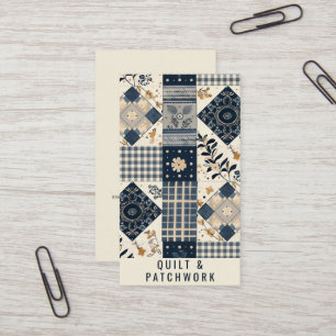 Carte De Visite Couverture en patchwork bleu marine et crème pour