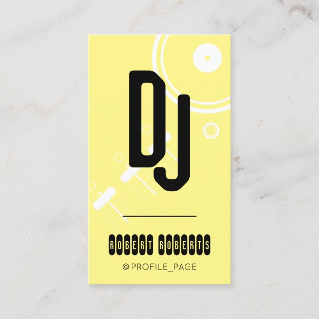 Carte De Visite Couverture jaune de style deejay moderne (Devant)
