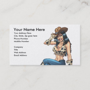 Carte De Visite Cow-girl inclinant son illustration de casquette