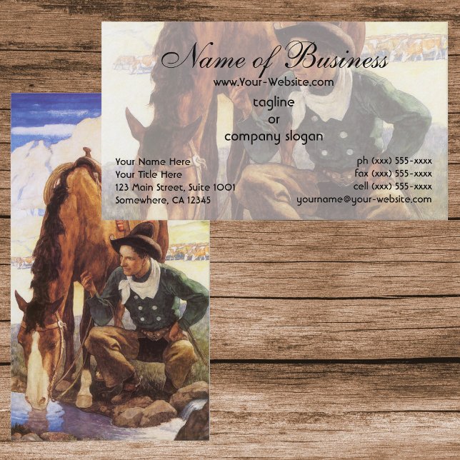 Carte De Visite Cowboy arroser son cheval par NC Wyeth (Créateur téléchargé)