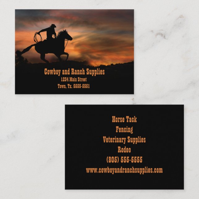 Carte De Visite Cowboy Ranch Horse Tack clôture (Devant / Derrière)