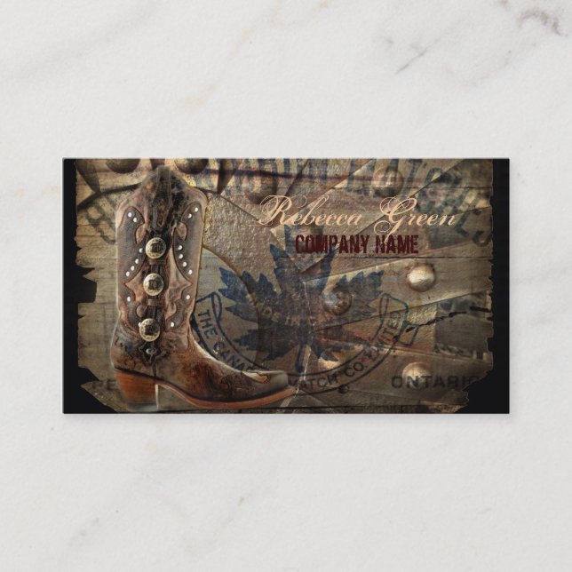 Carte De Visite cowboy vintage rustique de mode de pays occidental (Devant)