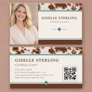 Carte de visite Cowgirl Western QR Code Photo