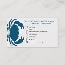 Crabe Bleu Fruits de mer Noir Blanc Simple Nautiqu