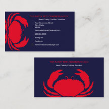 Crabe Rouge Fruits de Mer Bleu Marine Blanc Simple