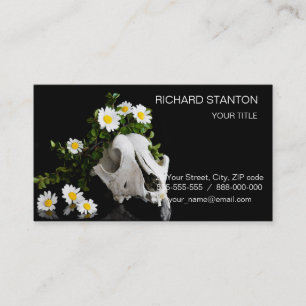 Carte De Visite Crâne animal avec une couronne de fleur sauvage