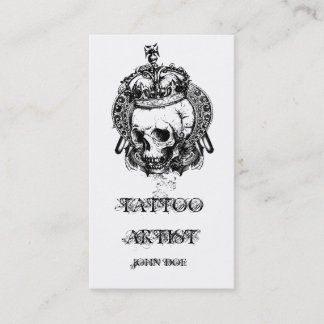 Carte De Visite Crâne avec l'artiste de tatouage de couronne