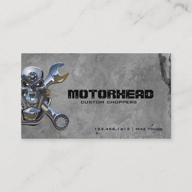 Carte De Visite Crâne et clé de métal ouvré (Devant)